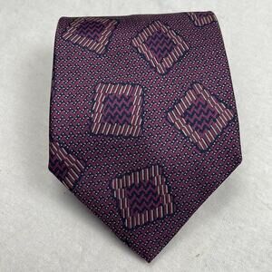 Valentino Cravette Purple Silk Geometric Print Tie